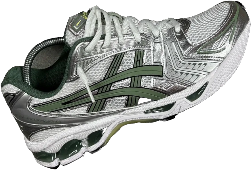 ASICS Gel-Kayano 14 in silver and green
