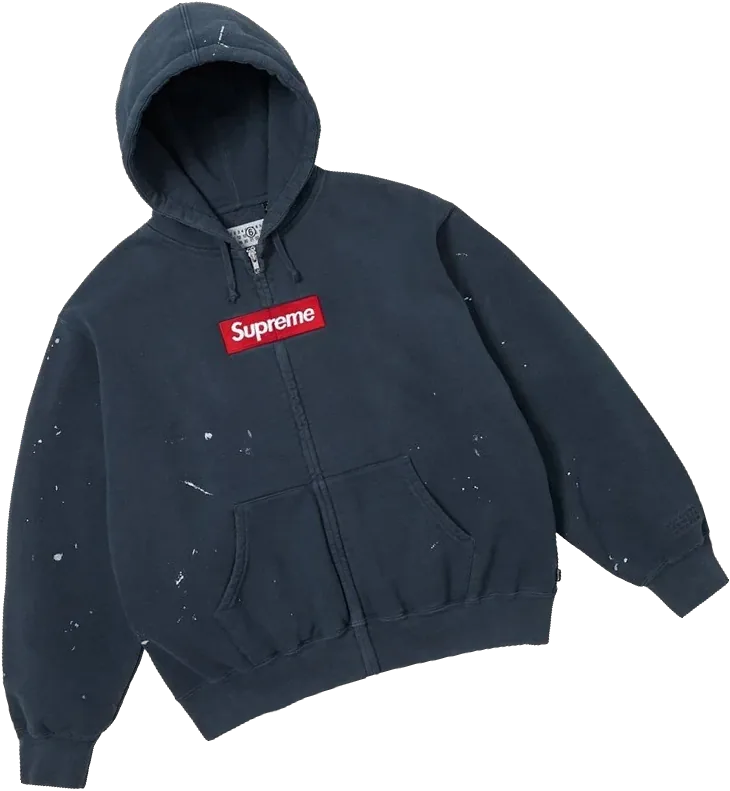 Supreme zip hoodie in navy